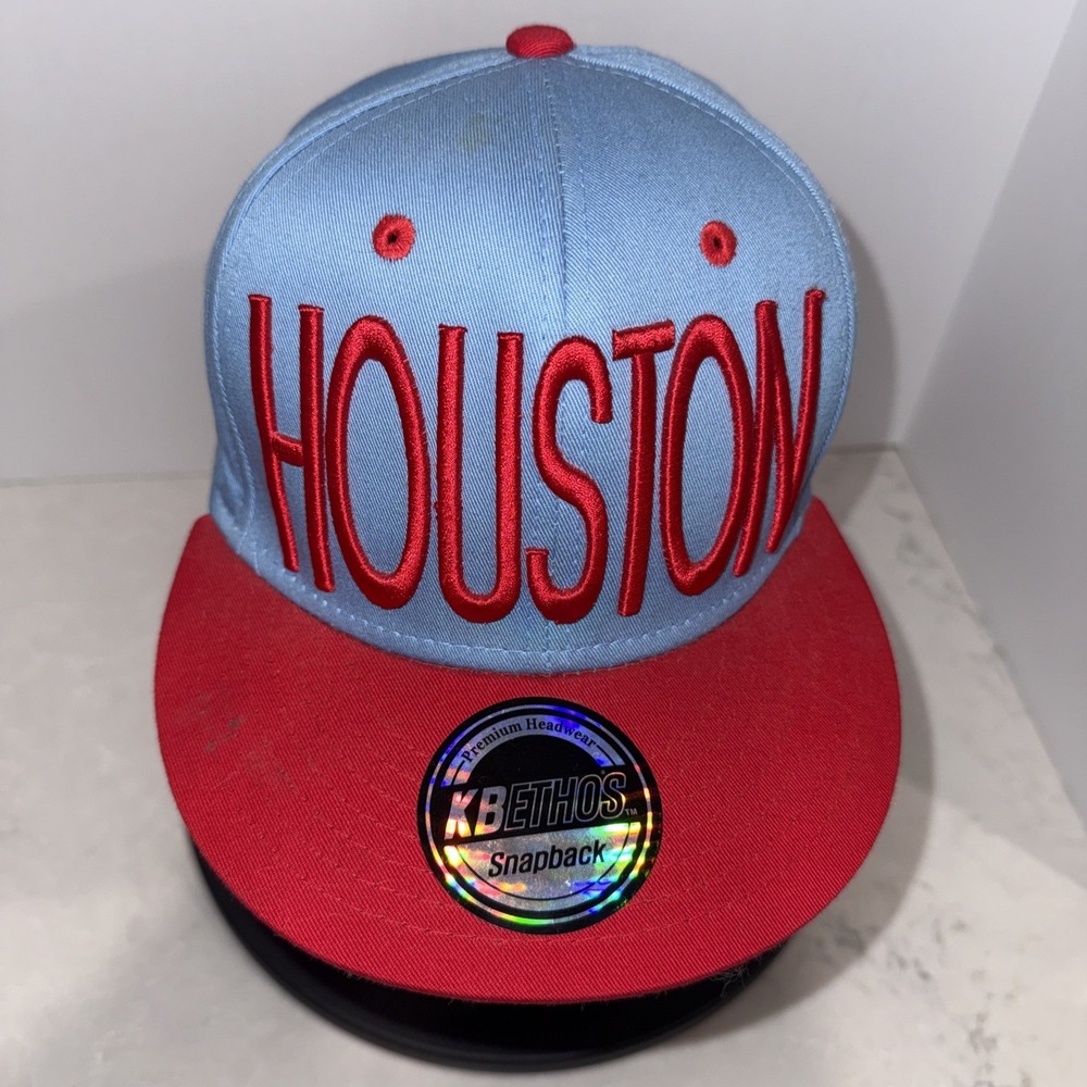 KBETHOS HOUSTON Snapback Flat Bill Hat/Cap Embroidered Red blue Cotton New